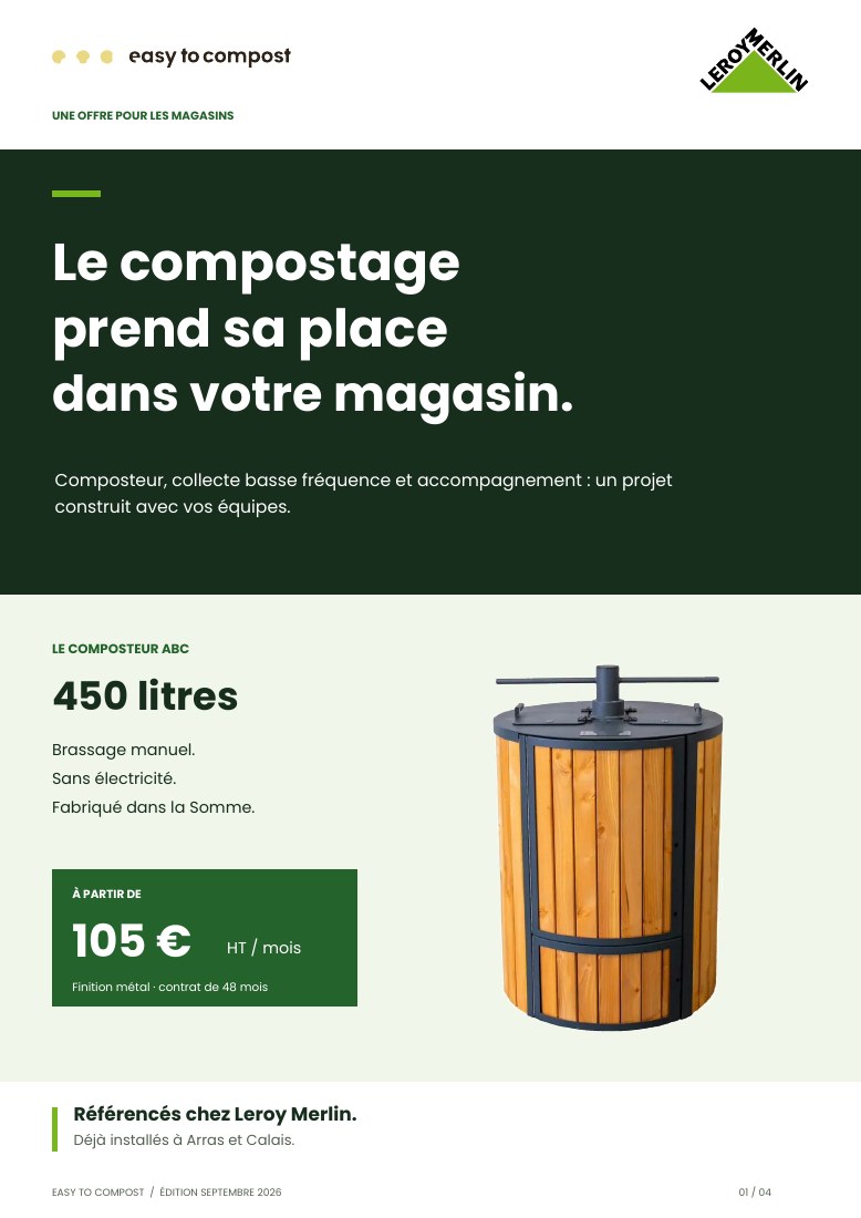 Couverture du catalogue Easy To Compost dédié aux magasins Leroy Merlin